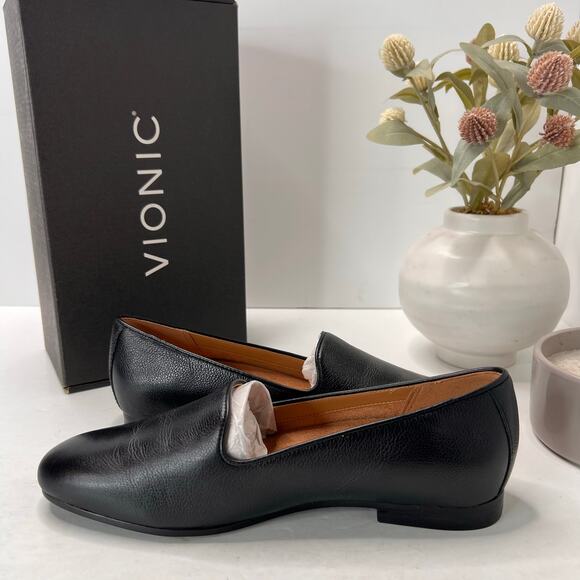 Vionic Willa II Slip-on Leather Slip On Flat Black Women's 6.5M NWB Comfort - Picture 6 of 10
